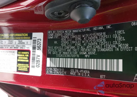 2008 Toyota Sienna Ce from USA, damaged, VIN 5TDZK23C98S109116